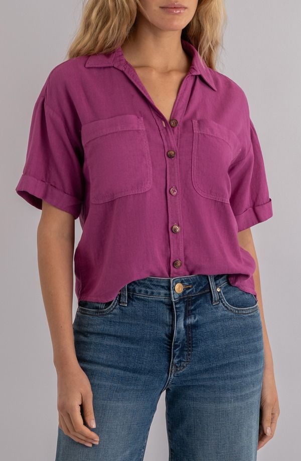 カットフロムザクロス レディース トップス シャツ KUT from the Kloth Brianna Boxy Shirt Magenta マゼンタ