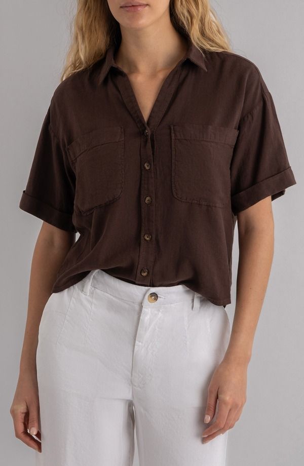 カットフロムザクロス レディース トップス シャツ KUT from the Kloth Brianna Boxy Shirt Chocolate チョコレート