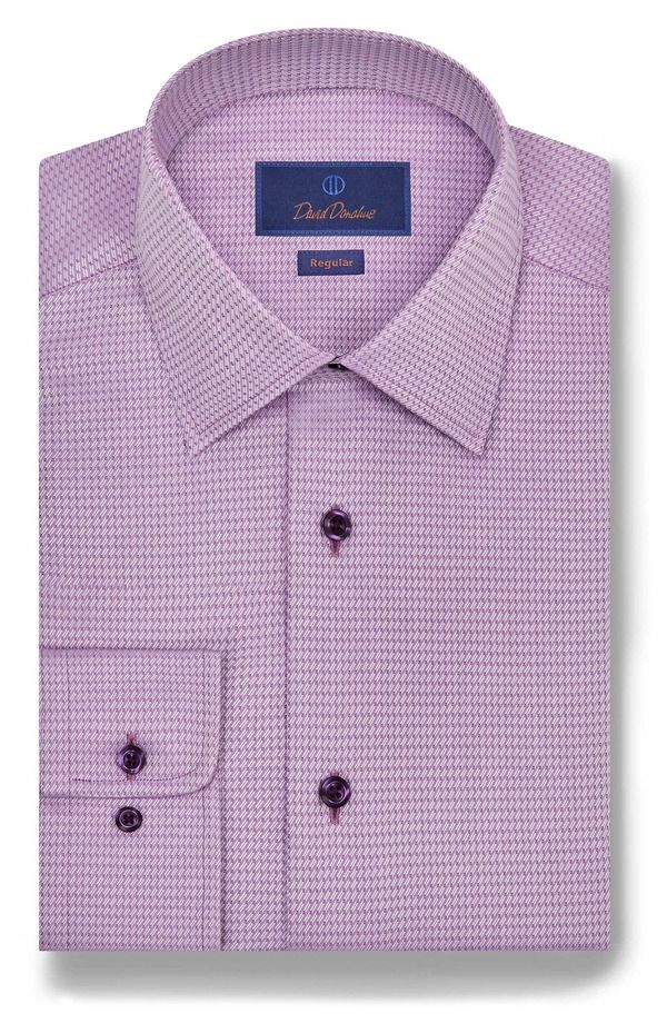 デイビッドドナヒュー メンズ トップス シャツ レギュラーフィット コットン Davidonahue Regular Fit Dobby Diagonal Cotton Dresshirt Lilac ライラック