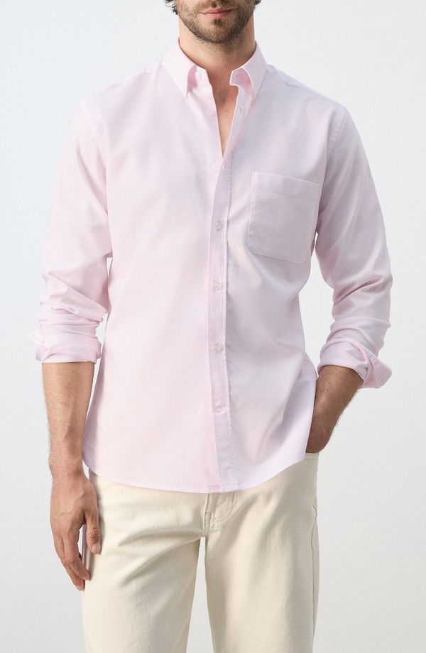 マンゴ メンズ トップス シャツ レギュラーフィット オックスフォード ダウン MANGO Regular Fit Oxford ButtonDown Shirt Pastel Pink ピンク