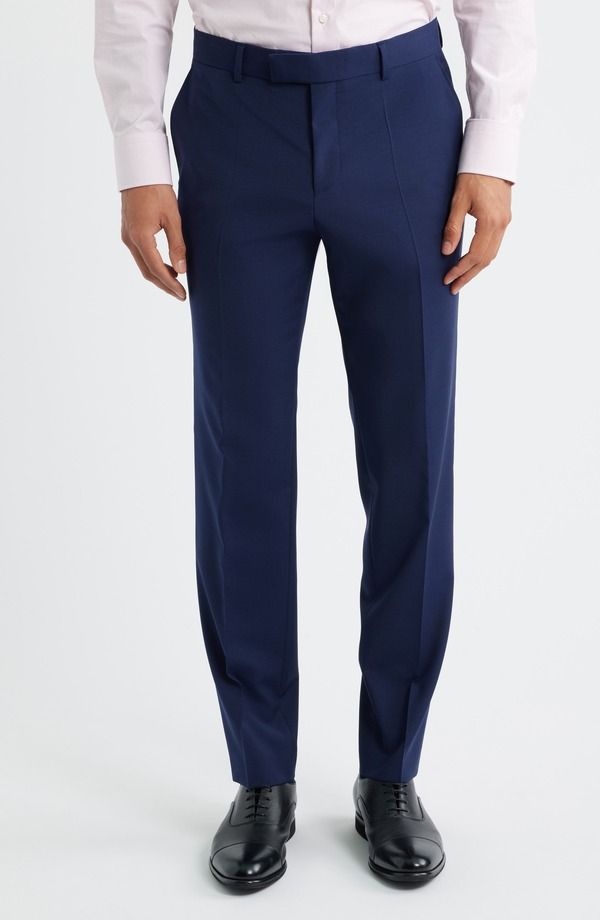 ボス メンズ ボトムス カジュアルパンツ ウール BOSS George Flat Front Wool Suit Pants Open Blue ブルー