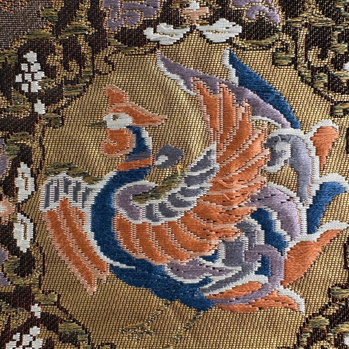 袋帯袋帯 秀品 華文 花鳥 箔 金銀糸 灰緑 六通 正絹 【中古】の激安 