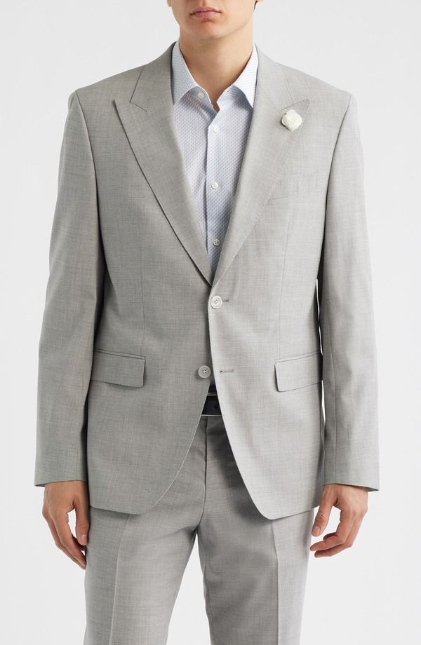 ボス メンズ アウター ジャケット・ブルゾン スリムフィット ウール コート BOSS Hutson Slim Fitan Mlange Wool Blend Peak Lapel Sport Coat Open Grey グレー