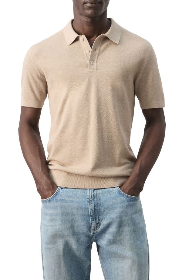 マンゴ メンズ トップス ポロシャツ ニット MANGO Fine Knit Polo Beige ベージュ