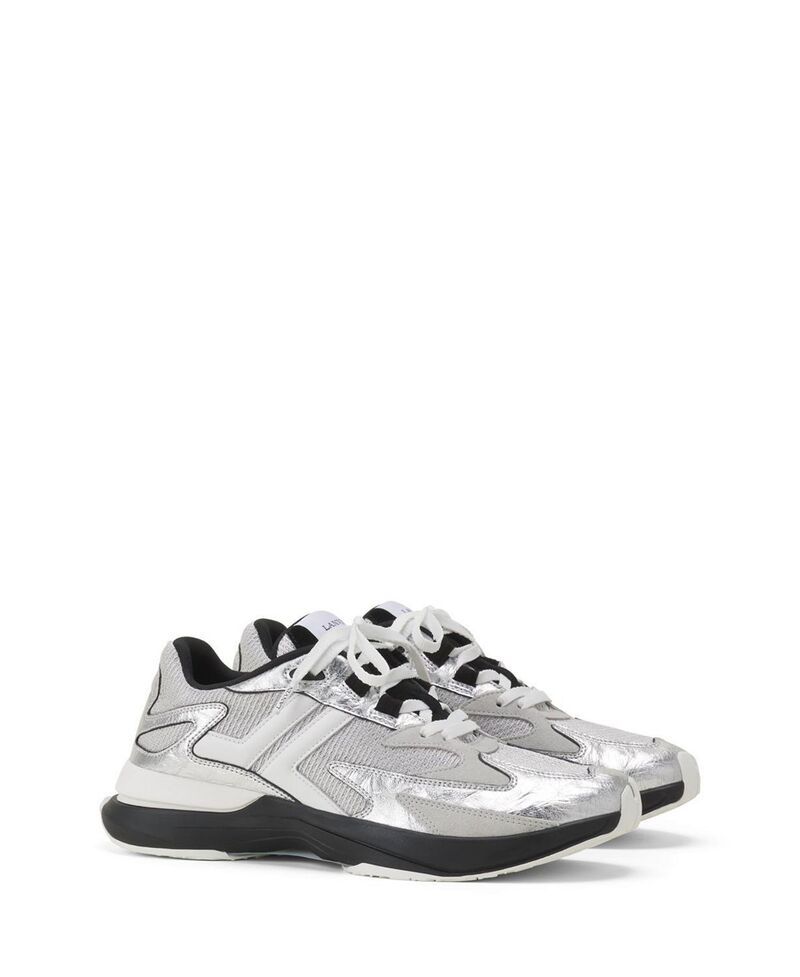 ランバン メンズ シューズ スニーカー トール レザー Lanvin Jla Sneakers In Crinkled Metallic Leather Silver シルバー