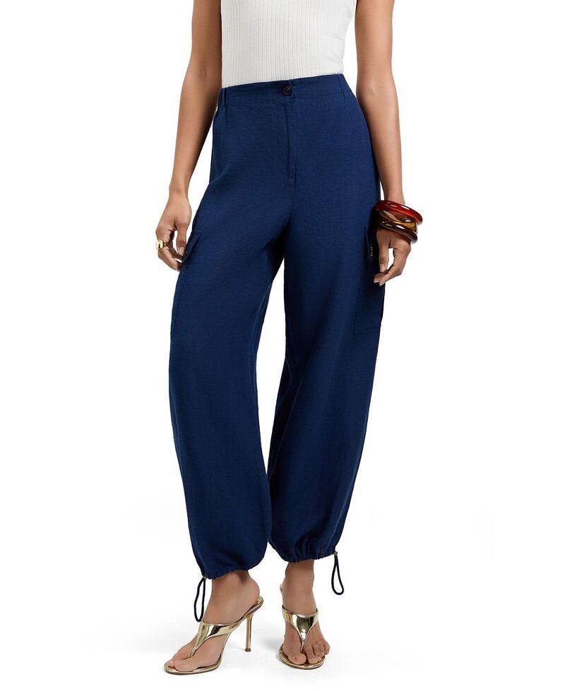 トリーナターク レディース ボトムス カジュアルパンツ カーゴパンツ リネン Trina Turk Alico Linen Cargo Pants Ink