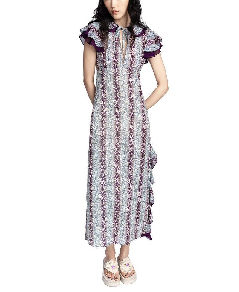 アナスイ レディース トップス ワンピース フリル コットン Anna Sui Ombre Ribbons Cotton Ruffle Dress Amethyst Multi マルチカラー