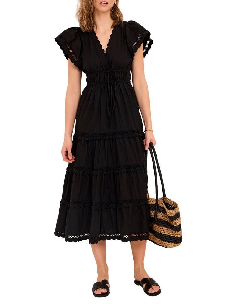 ミルトンベルベット レディース トップス ワンピース フリル コットン マキシ Mint Velvet Womens Cotton Ruffle Maxi Dress Black ブラック 44,880円