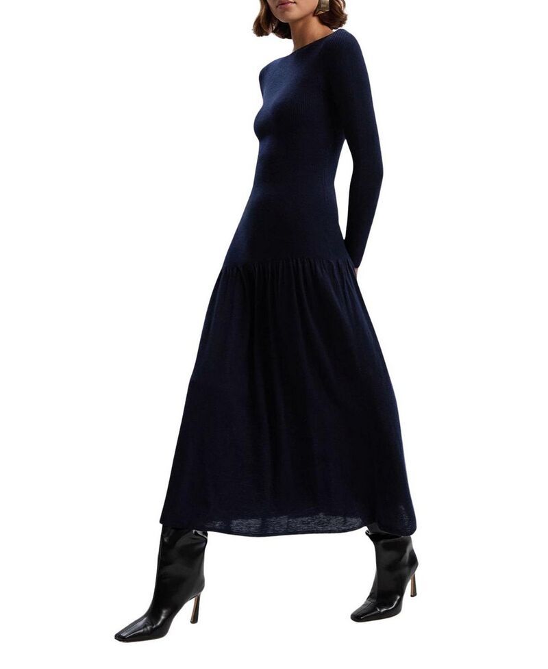 カレンミレン レディース ボトムスカート ウール シアー ニット Karen Millen Wool Blend Sheer Knitted Skirt Dress Ink