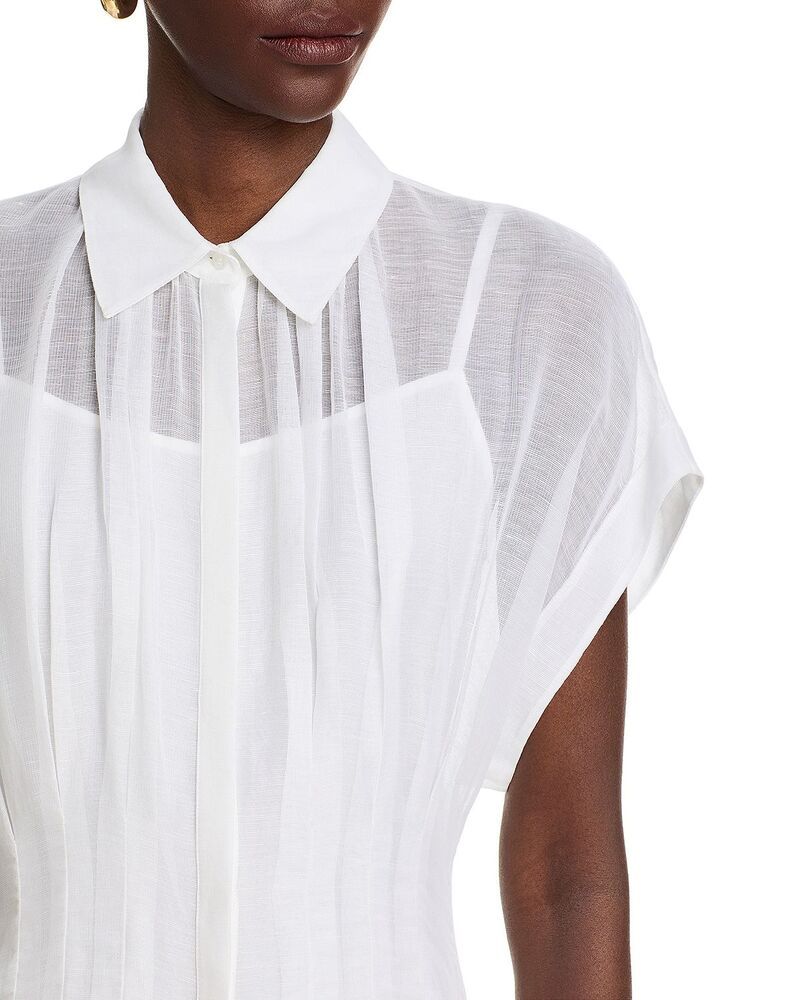 ヒューゴボス レディース トップス シャツ シアー Hugo Boss Davinata Sheer Shirt Dress Exclusive White ホワイト