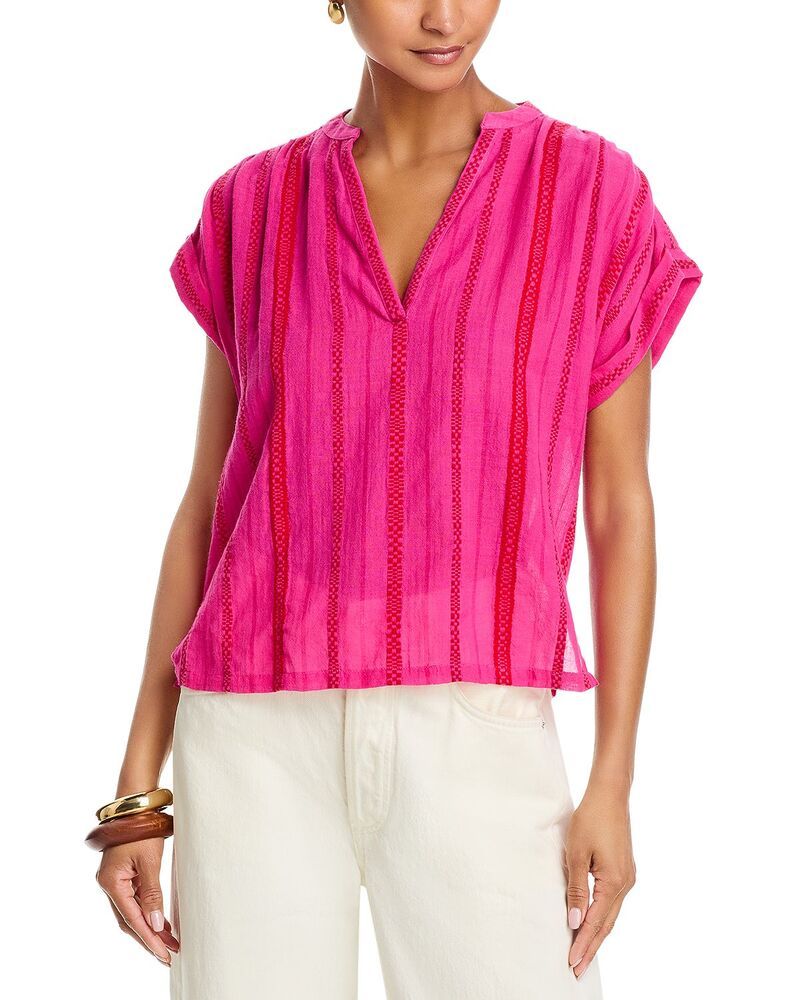 ヴェルヴェットバイグラハムスペンサー レディース トップス シャツ トール キャップ Velvet by Graham Spencer Tallulah Stripe Cap Sleeve Topinkred レッド