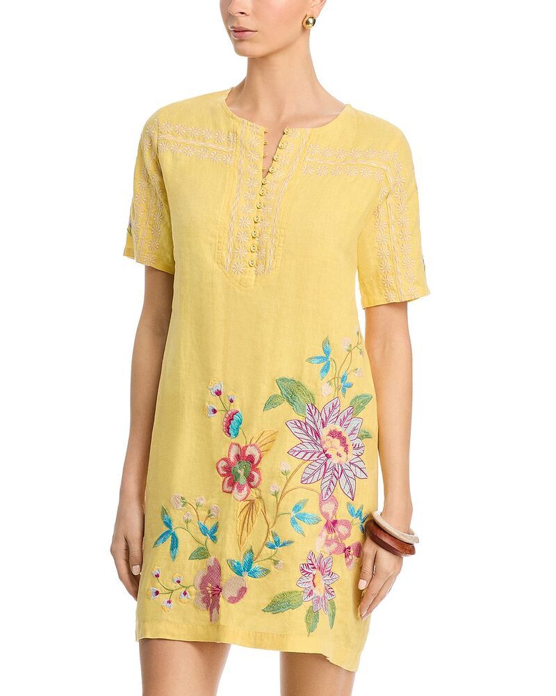 ジョニーワズ レディース トップス ワンピース リネン Johnny Waseamed Buttoneck Linen Dressoft Citron