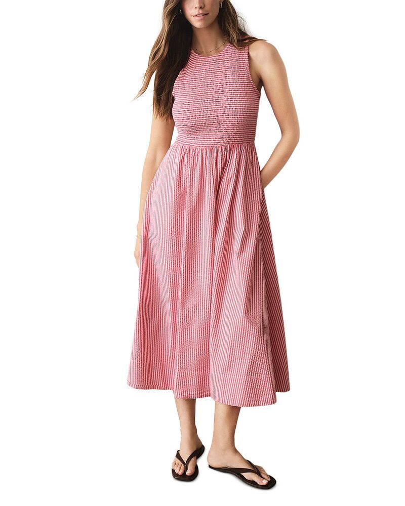 マリーン レイヤー レディース トップス ワンピース マキシ Marine Layer Darcy Seersucker Maxi Dress Pink Stripe ピンク