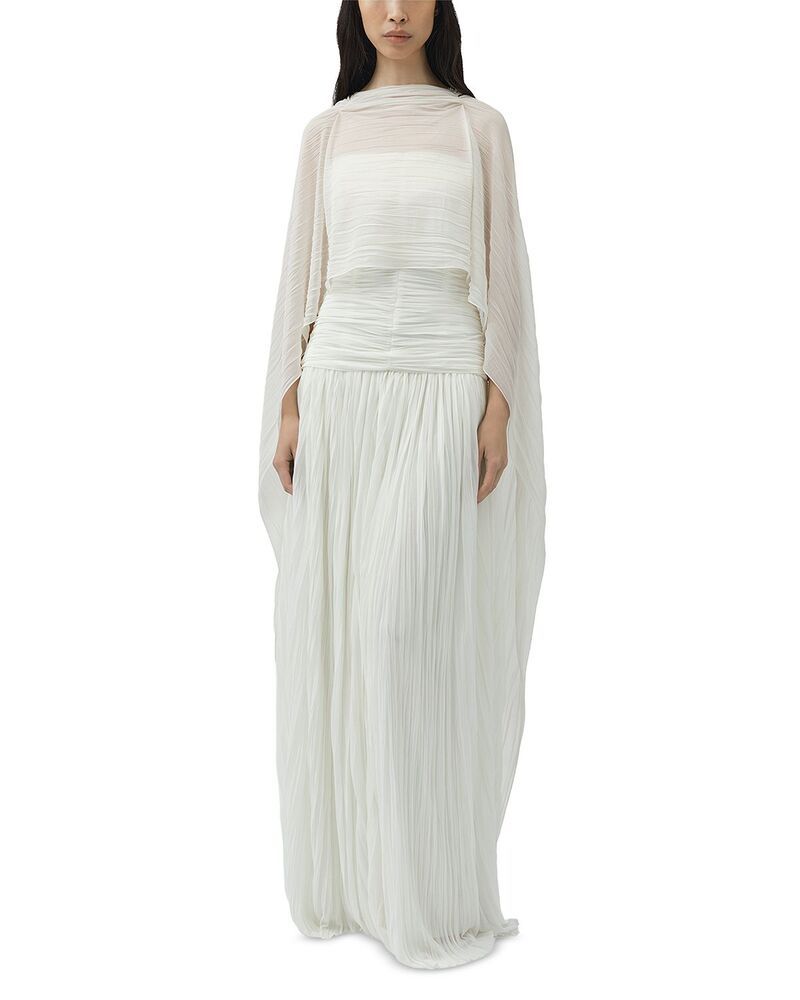 シムカイ レディース トップス ワンピース ケープデザイン キャップ ケープ ジャージー SIMKHAI Dani Crinkle Jersey Bustier Gown with Cape Ivory アイボリー