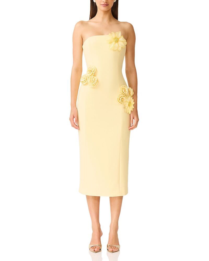 エリアット レディース トップス ワンピース フラワー柄 ミディ フラワー Elliatt Ilana Floral Appliqu Midi Dress Yellow イエロー