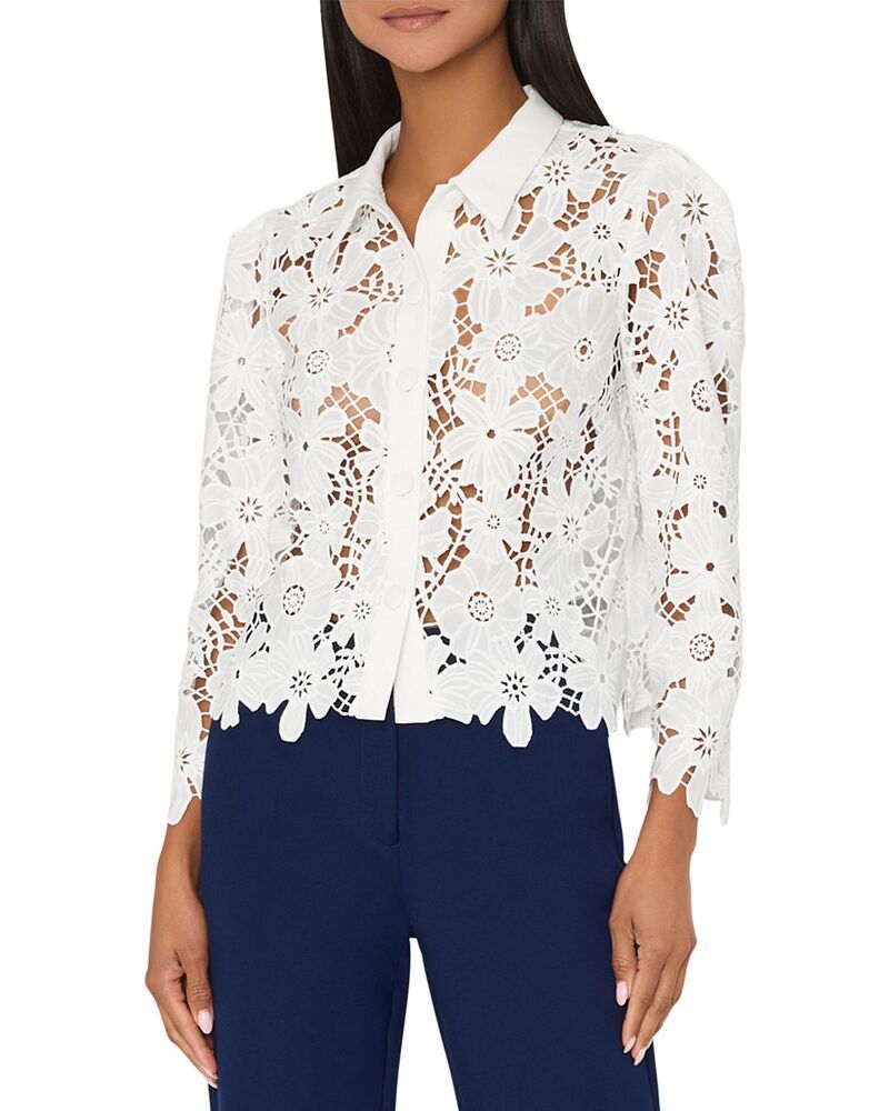ミリー レディース トップス シャツ レース MILLY June Roja Lace Top White ホワイト