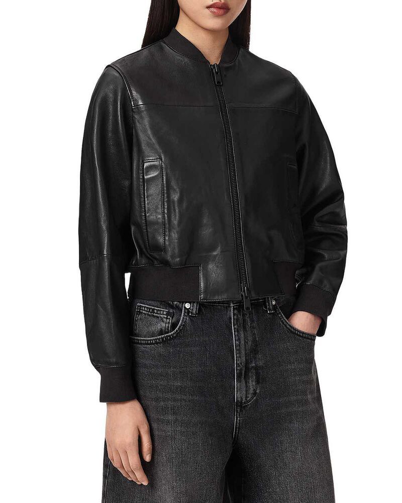 オールセインツ レディース アウター ジャケット・ブルゾン レザー ALLSAINTS Leather Bomber Jacket Black ブラック の商品写真