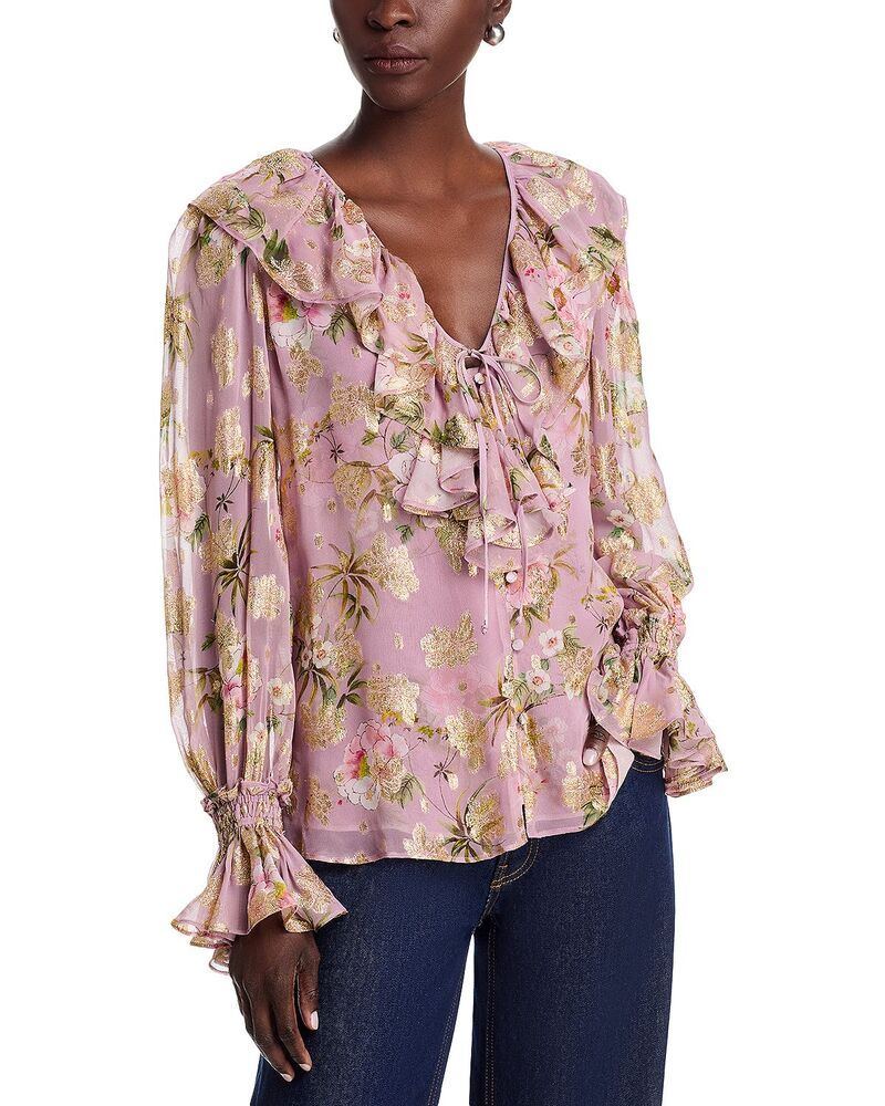 コビーハルペリン レディース トップス シャツ フリル ブラウス Kobi Halperin Leia Jacquard Ruffle Blouse Rose Multi マルチカラー