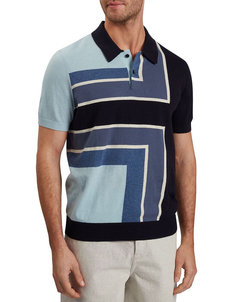 テッドベーカー メンズ トップス ポロシャツ Ted Bakeralfe Short Sleeve Color Blocked Polo Navy ネイビー