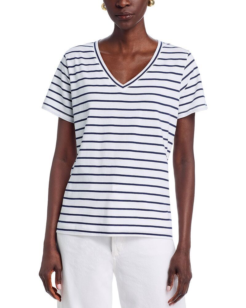 ヴァインヤードヴァインズ レディース トップス Tシャツ Vネック コットン Vineyard Vinestriped V Neck Cotton Tee Blue Stripe ブルー