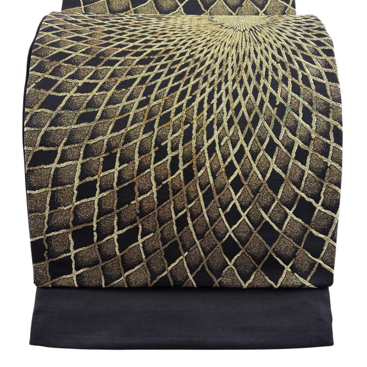 【美品】 袋帯 秀品 花 金糸 箔 黒 六通 正絹 【中古】
