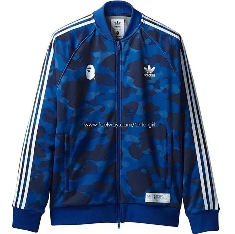 (新品) ベイプ x adidas デニムブルー カモフラ トラックジャージ ジャケット