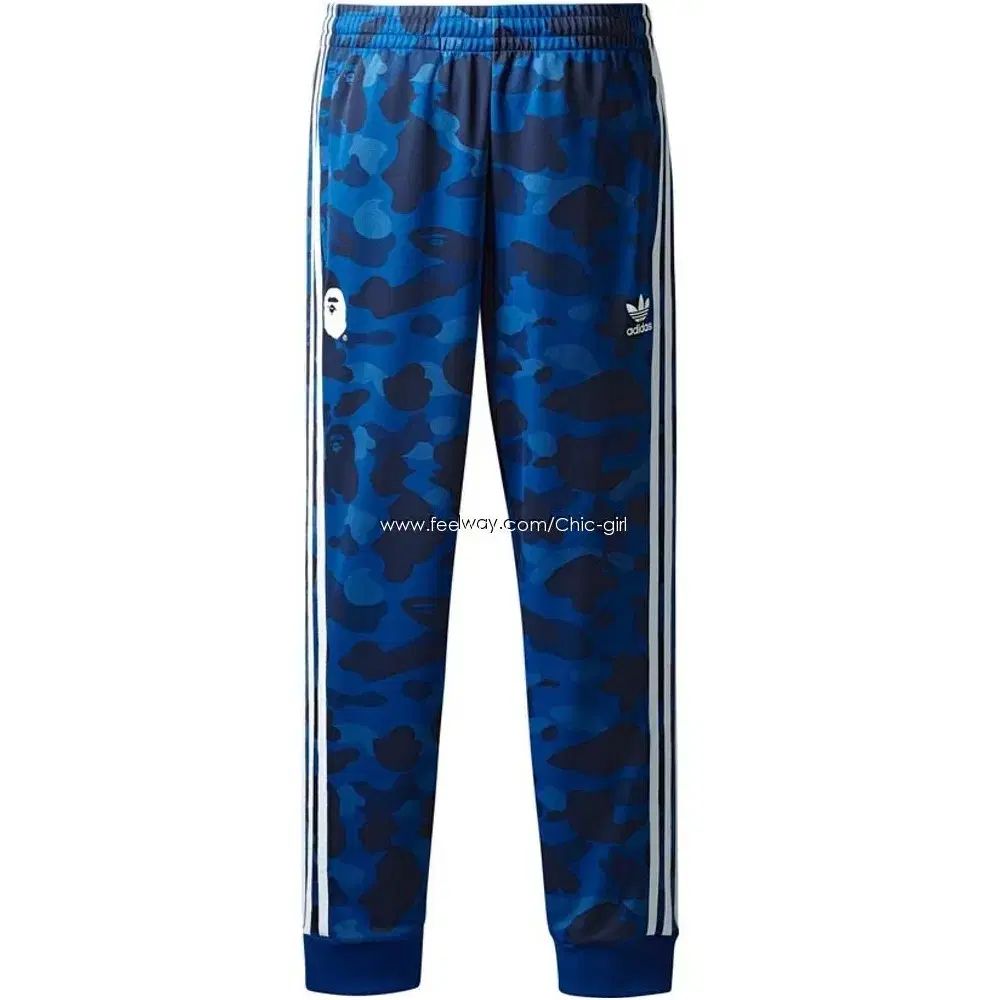 (新品) ベイプ x adidas アベイシングエイプ アディダス デニム ブルー カモフラ トラック パンツ