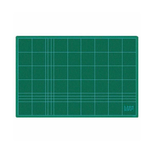 （まとめ） ライオン事務器 カッティングマット再生PVC製 両面使用 450×300×3mm グリーン CM-45 1枚 〔×3セット〕