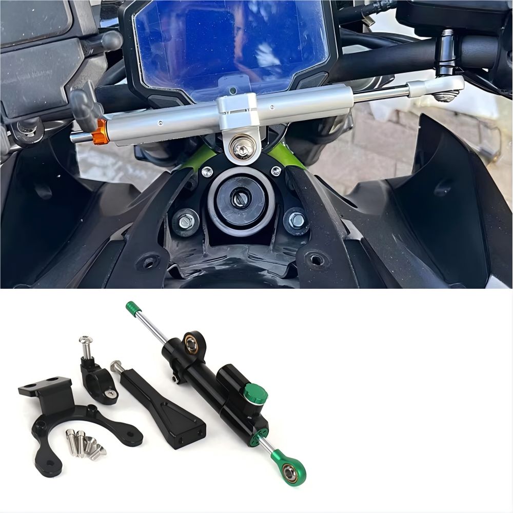 【送料無料】カワサキ(Kawasaki) Z900(2020-24)用ステアリングダンパーステー(スタビライザー/減衰調整可能) アルミ製ブラック 耐振動・ハンドル振動軽減・走行安定性UP ノーマル交換 簡単取付 ドレスアップ効果抜群