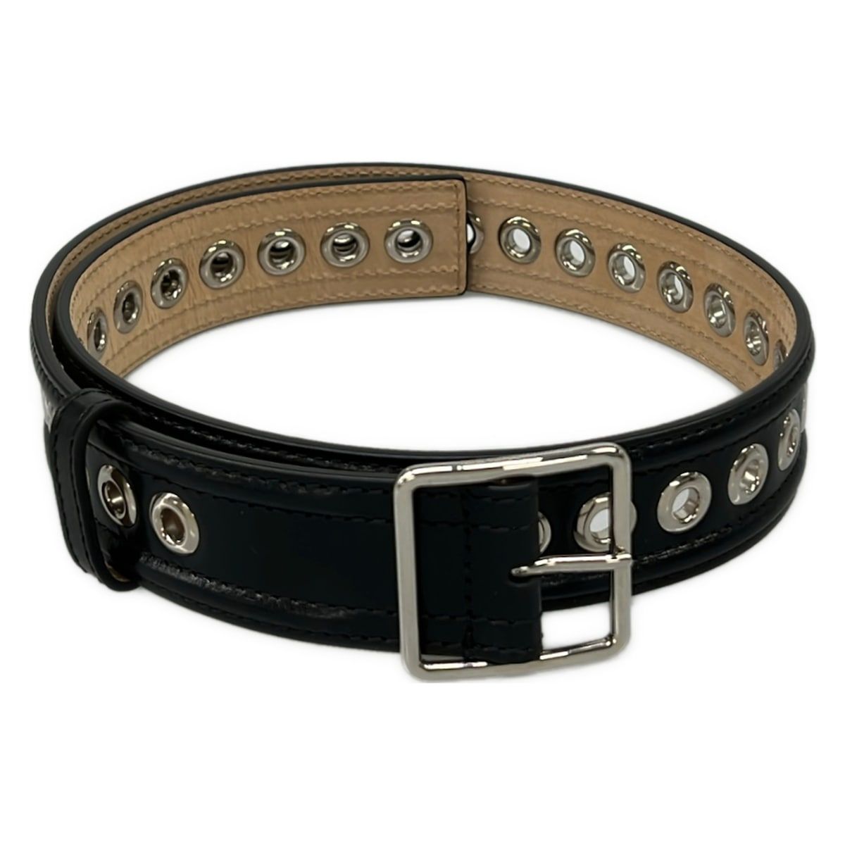 ALEXANDER McQUEEN(アレキサンダーマックイーン) ベルト 70・28美品 - 733408 黒 アイレット レザー