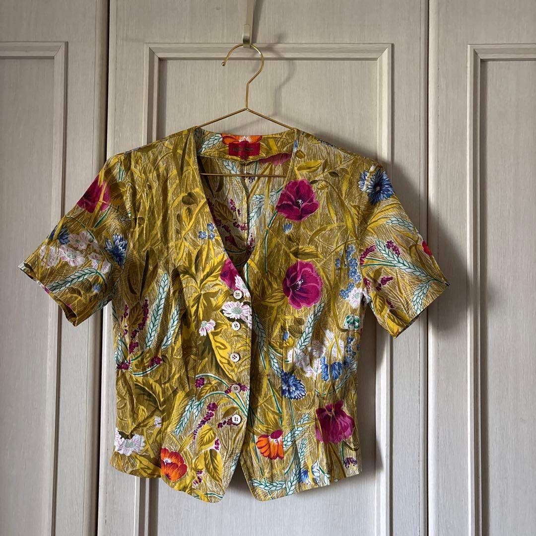 80　ケンゾー KENZO ヴィンテージ　vintage　花柄 総柄 ブラウス シャツ トップス　レディース　blouse　shirt　Tops　ladies Mサイズ 38 9号　半袖 5,760円