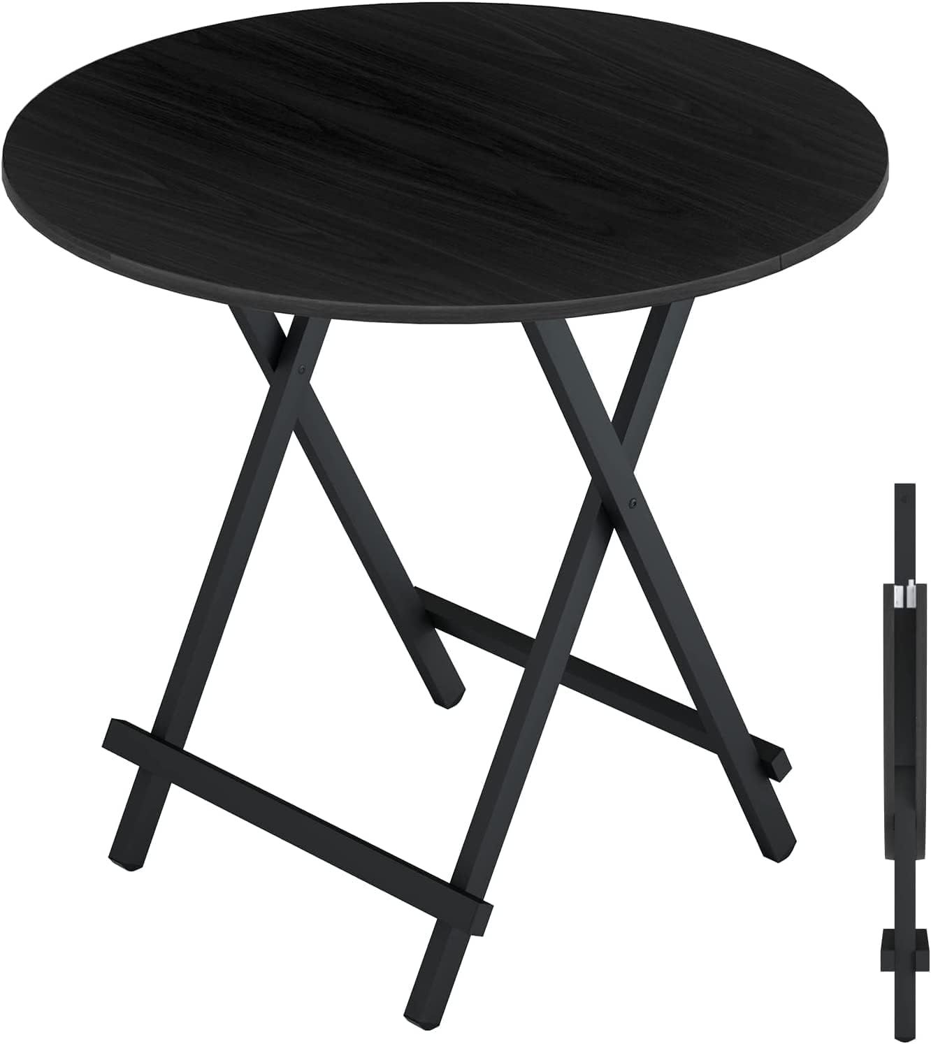 丸テーブル Probasto 折りたたみ デスク ダイニングテーブル 直径約80×高さ74? サイドテーブル コンパクト テーブル 完成品 在宅ワーク 勉強机 作業台 食卓 リビングテーブル パソコン デスク（ブラック）ｍａ a8fbbd9f