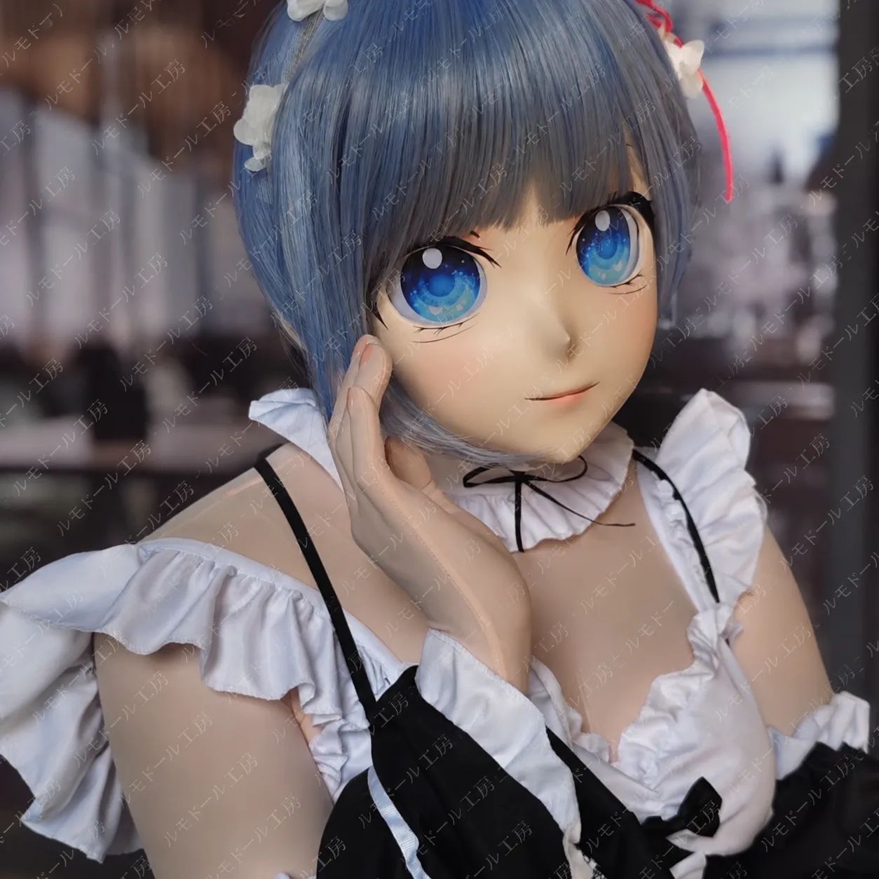 キグルミマスク レム 風 Re:Zero 風 メイド衣装フルセット 半頭
