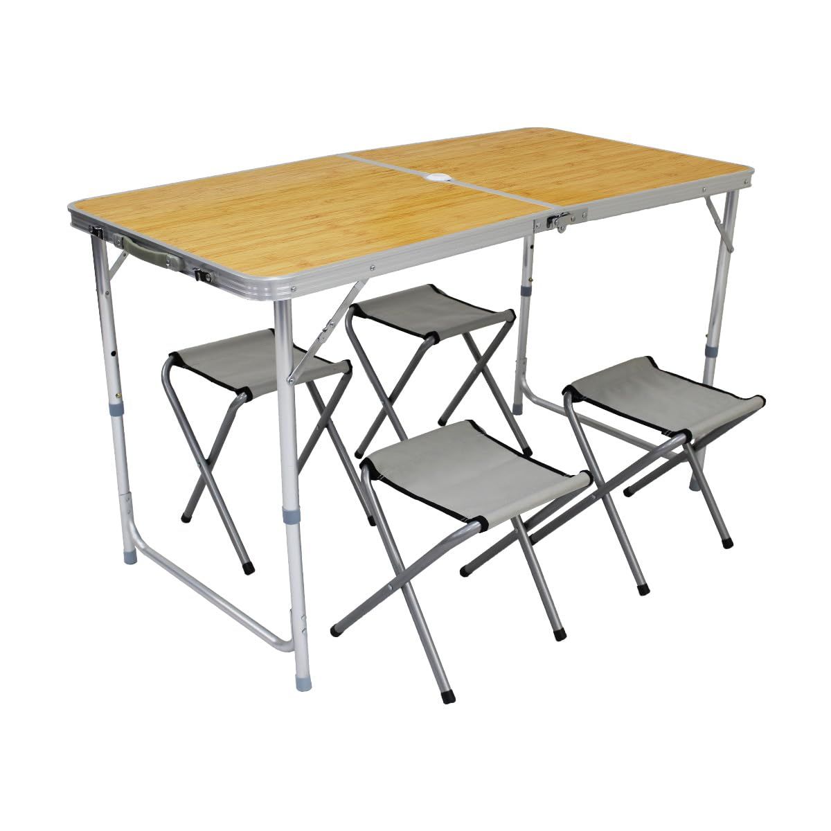 MERMONT アウトドア チェア 4人用 5点セット 高さ3段階調整可能 120cm×60cm 軽量 コンパクト 折りたたみテーブル アルミテーブル キャンプ BBQ 運動会 ベランダ 釣り (ベージュ) A61120D★ 22656fd9