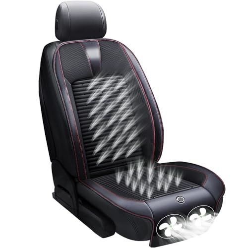 クールシート【2026強化版 大型ファン２枚】 エアーカーシート ホース材料 冷風送風 3段階調整 48個の通気孔 DC12V 自動送風/停止機能 USB2ポート搭載 滑り止め 車シートカバー シートクッション 運転席 助手席 ゲーミングチェ 177ce8c3