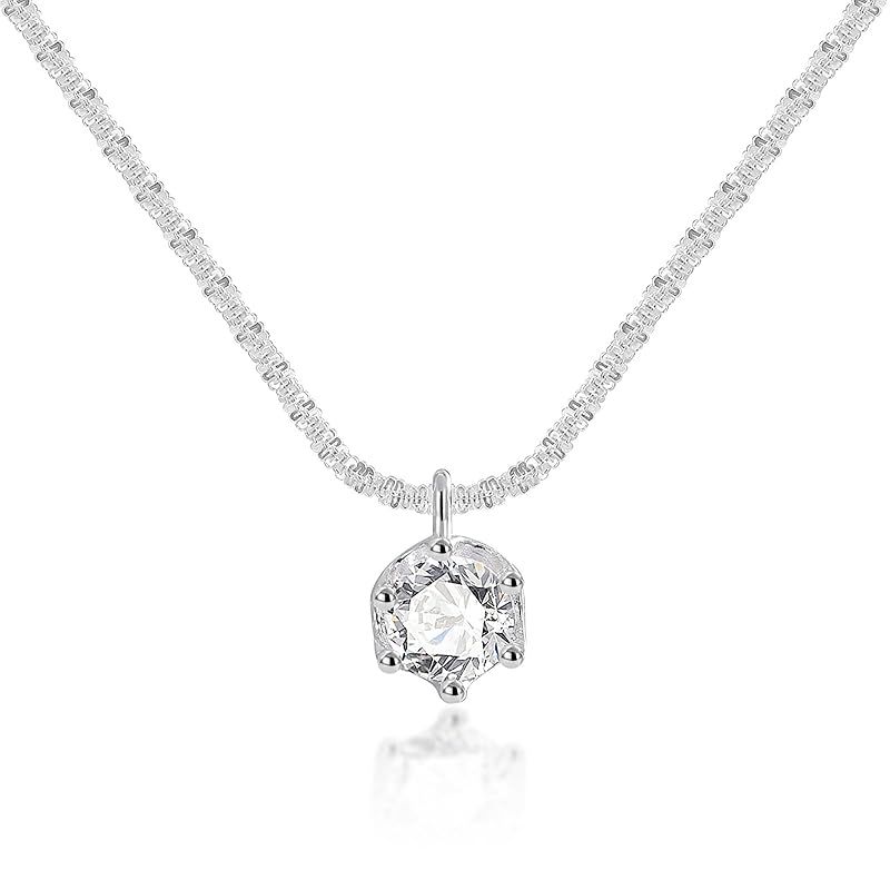 [Puliyunxiang] ネックレス レディース シルバーS925金属アレルギー対応 誕生石ネックレスペンダント調節可能 チェーン 華奢アクセサリー 女性の誕生日 記念日 母の日プレゼント BOX付き