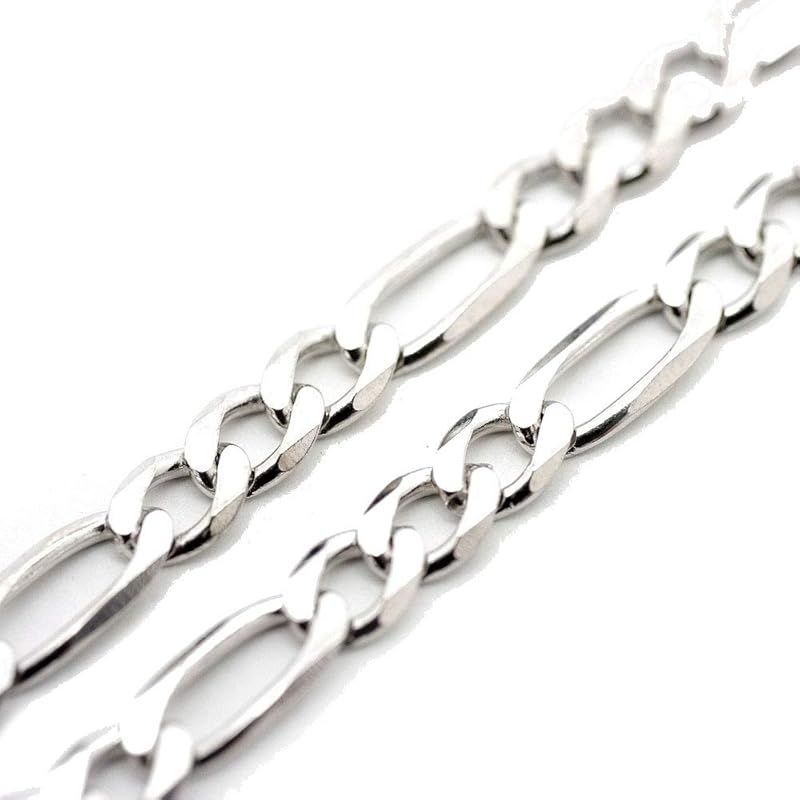 [シルバーワン] イタリア製 シルバー925 フィガロ チェーン ネックレス メンズ ra [銀色 幅4mm 厚1.5mm 長さ55cm]