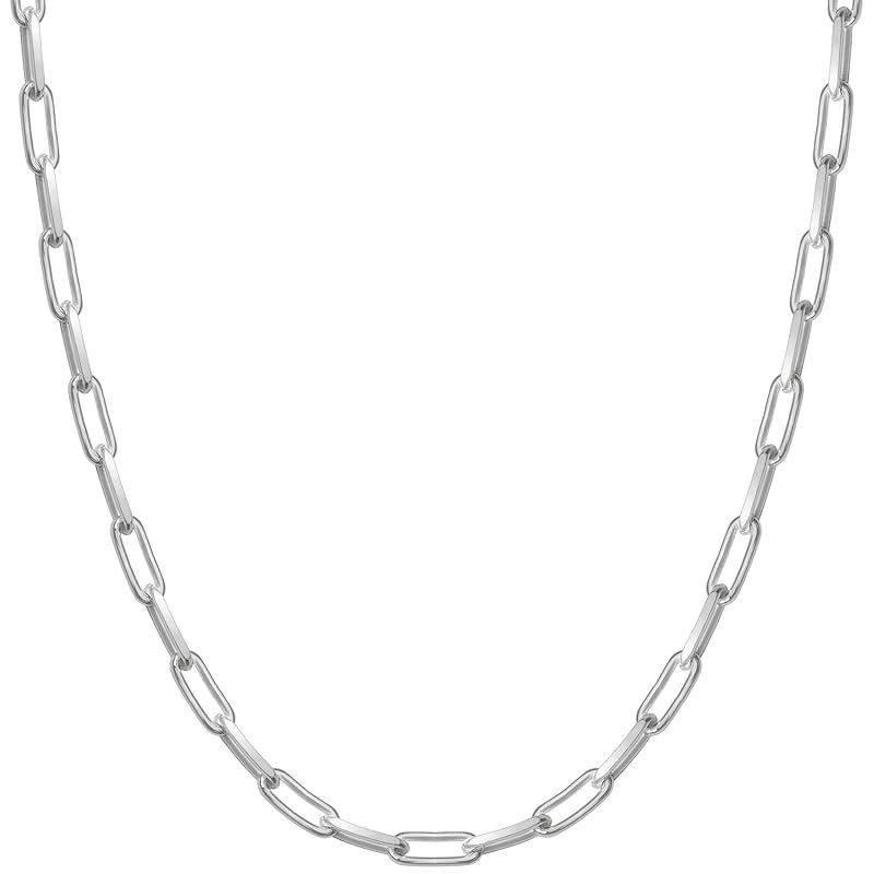 [新宿銀の蔵] シルバー925 2面カット 長あずきチェーン 幅約3.0mm 長さ40～60cm (60cm) チェーン ネックレス メンズ レディース シンプル チェーンのみ