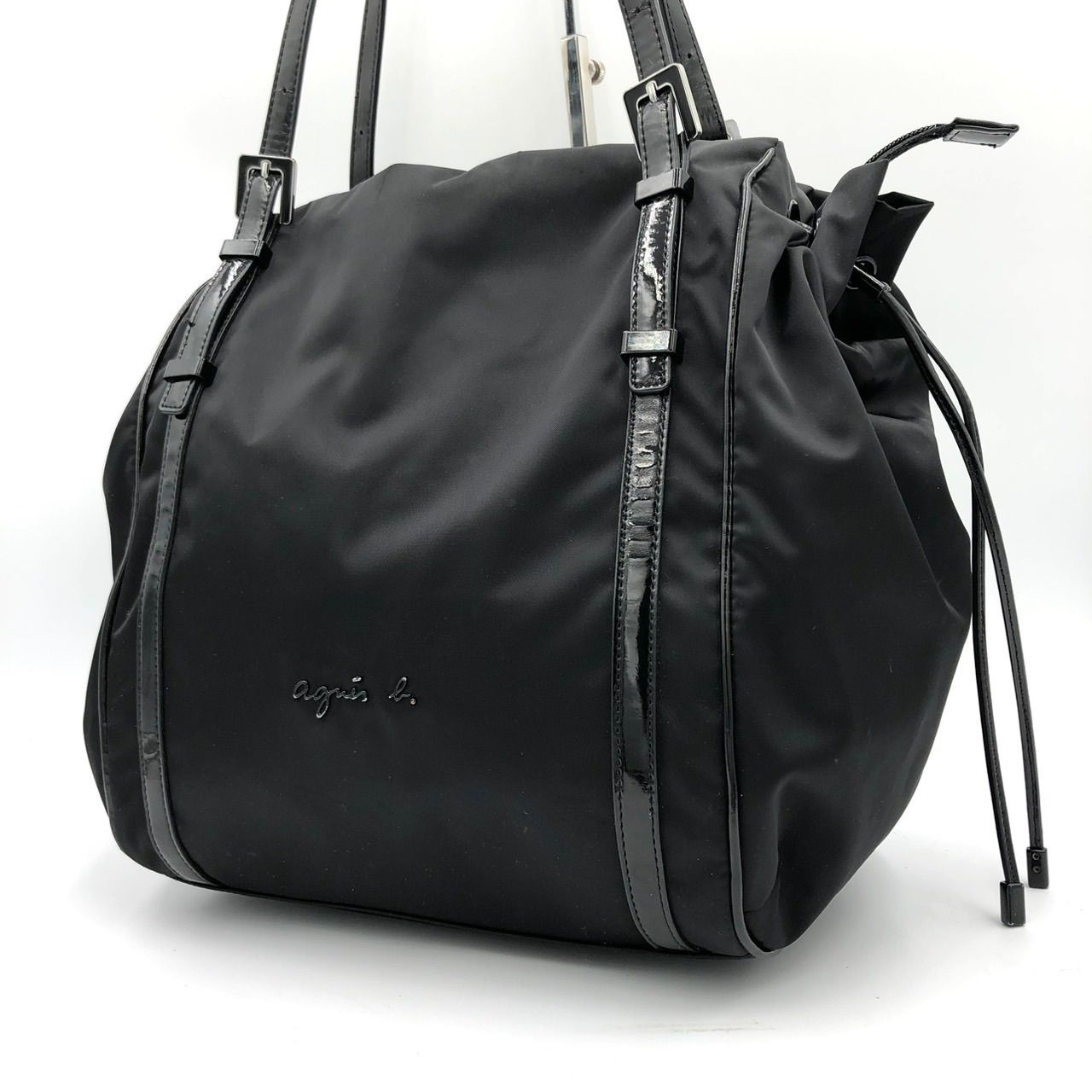 アニエスベー agnes b. トートバッグ ショルダーバッグ ナイロン 黒 巾着 5,550円