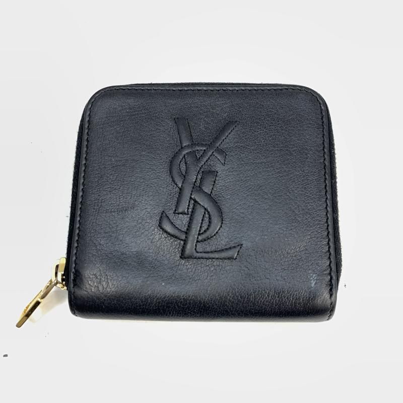 【中古】SaintLaurent 二つ折りジップウォレット ブラック サンローラン[92]