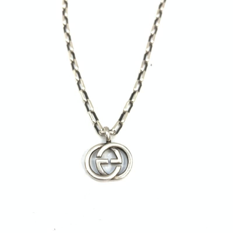【中古】GUCCI インターロッキング チェーンネックレス GGロゴ シルバー グッチ[92]