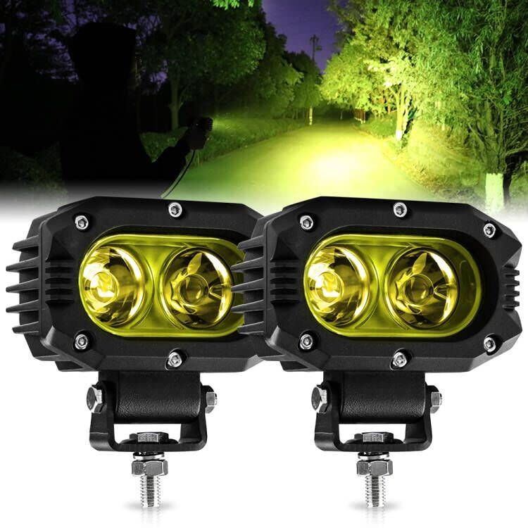 UNI-SHINE LED作業灯 イエロー 広角 フォグランプ 60W 4インチ 12V/24V汎用 18000ルーメン IP68防水 ワークライト 補助灯 SUV/ATV/トラック各種車対応 2個セットts cb123856