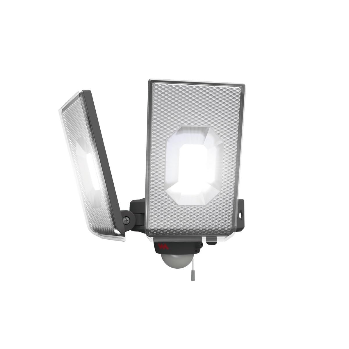 ムサシ(MUSASHI) 12.5W×2灯スライド型LEDセンサーライト コンセント式 屋外 防水 人感センサー 調光・調色機能 常夜灯 投光器 フラッシュ発光 高輝度2500ルーメン LED-AC2050ts 5d205247