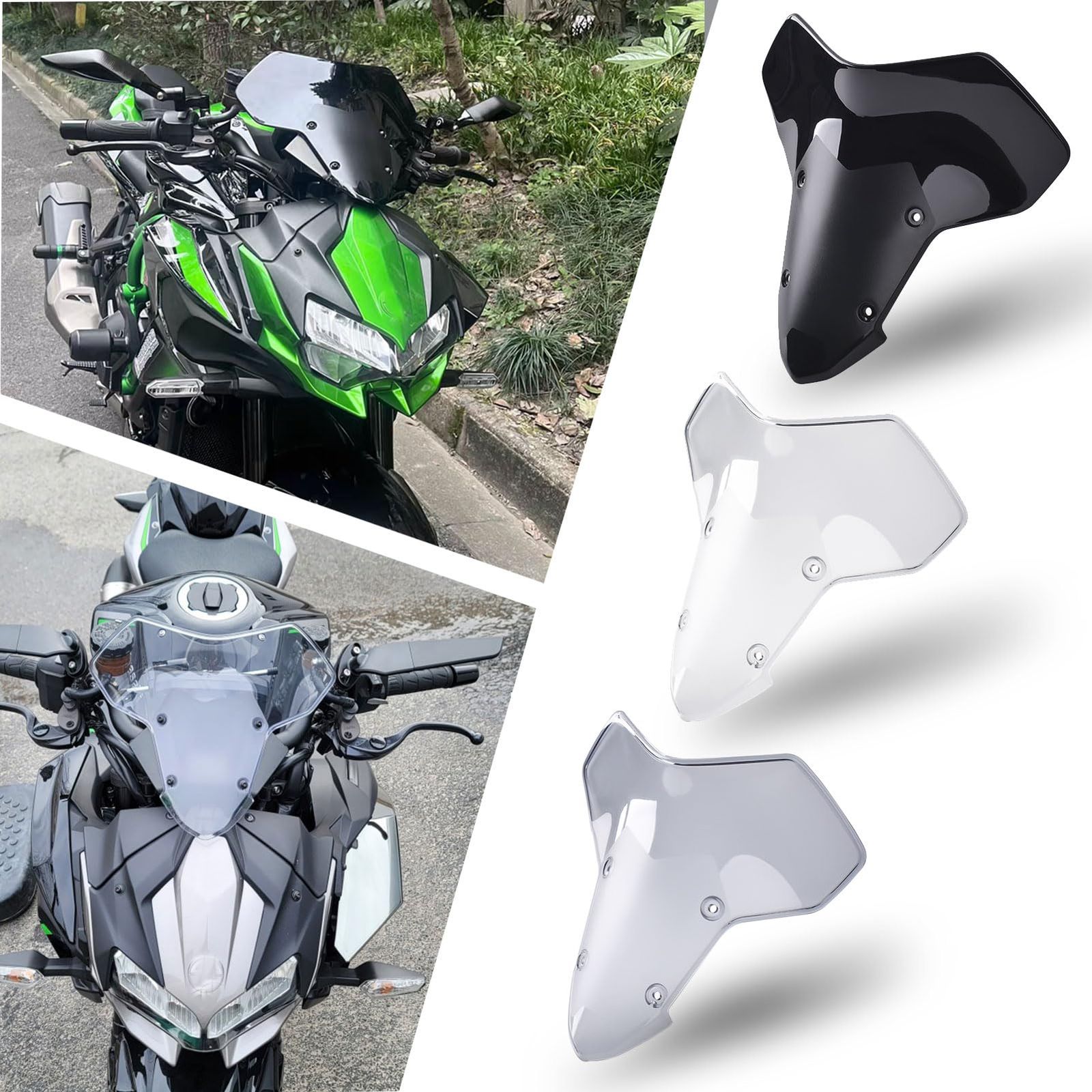 グレースモーク オートバイ用風防 ZH2 ウィンドスクリーン エアフロー