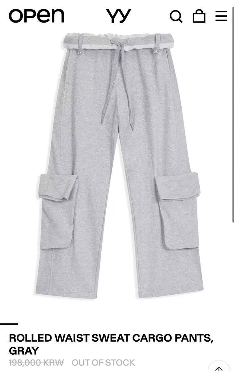 オープンワイワイ ROLLED WAIST SWEAT CARGO PANTS
