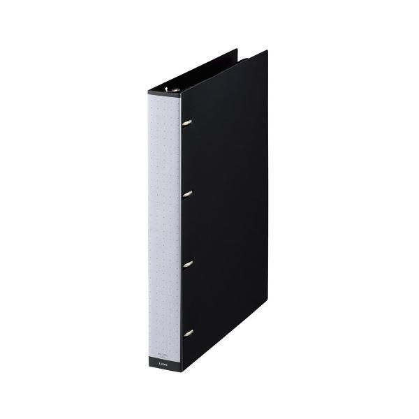 (まとめ)ライオン事務器 名刺ホルダー A4タテ4穴 300枚 ヨコ入れ ブラック MH-300C 1冊 〔×5セット〕