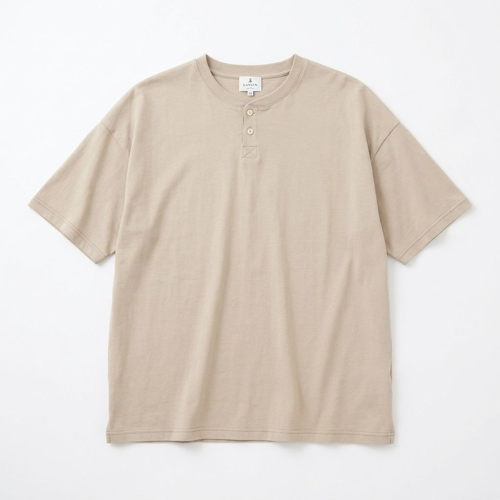 LANVIN en Bleu ヘンリーネック Tシャツ ベージュ 52