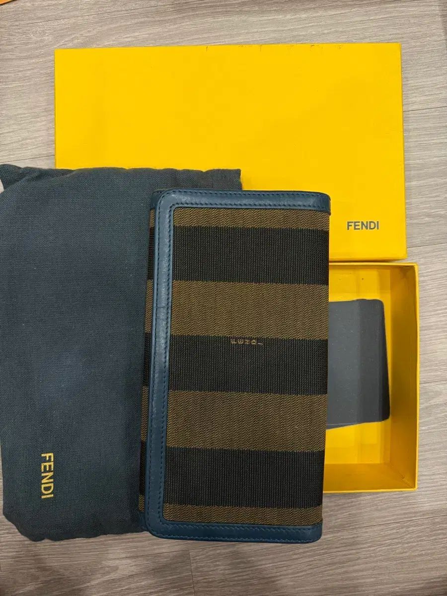 FENDI フェンディ FF ロゴ 長財布 ブルー/ブラウン + フルセット