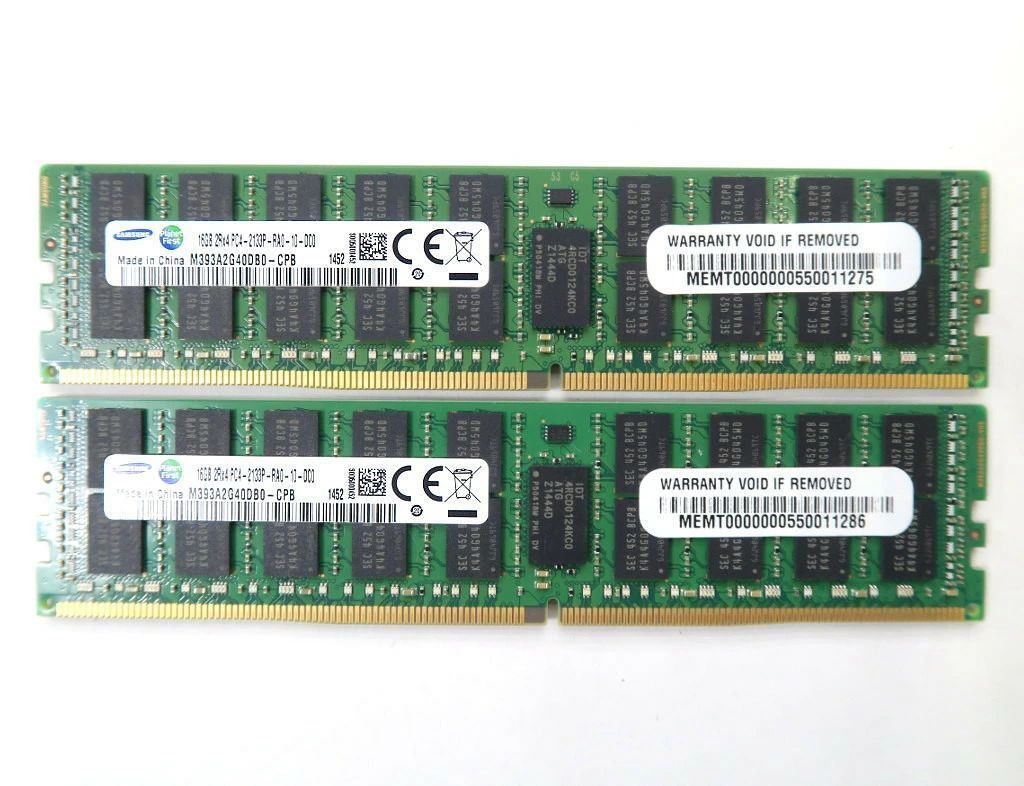 Samsung 16GBx2枚セット 32GB分 PC4-2133P DDR4 Reg ECC hp Z440/640/840 DELL T5810/7810/7910等対応 【中古】【20190409】