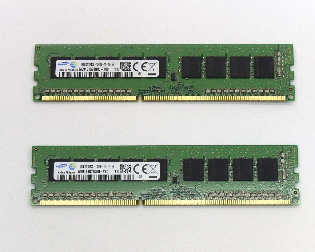 Samsung 8GBx2枚セット 16GB分 PC3L-12800E DDR3L ECC Unbuffered 2Rx8 hp Z230 DELL Precision T3600等対応 【中古】【20210202】